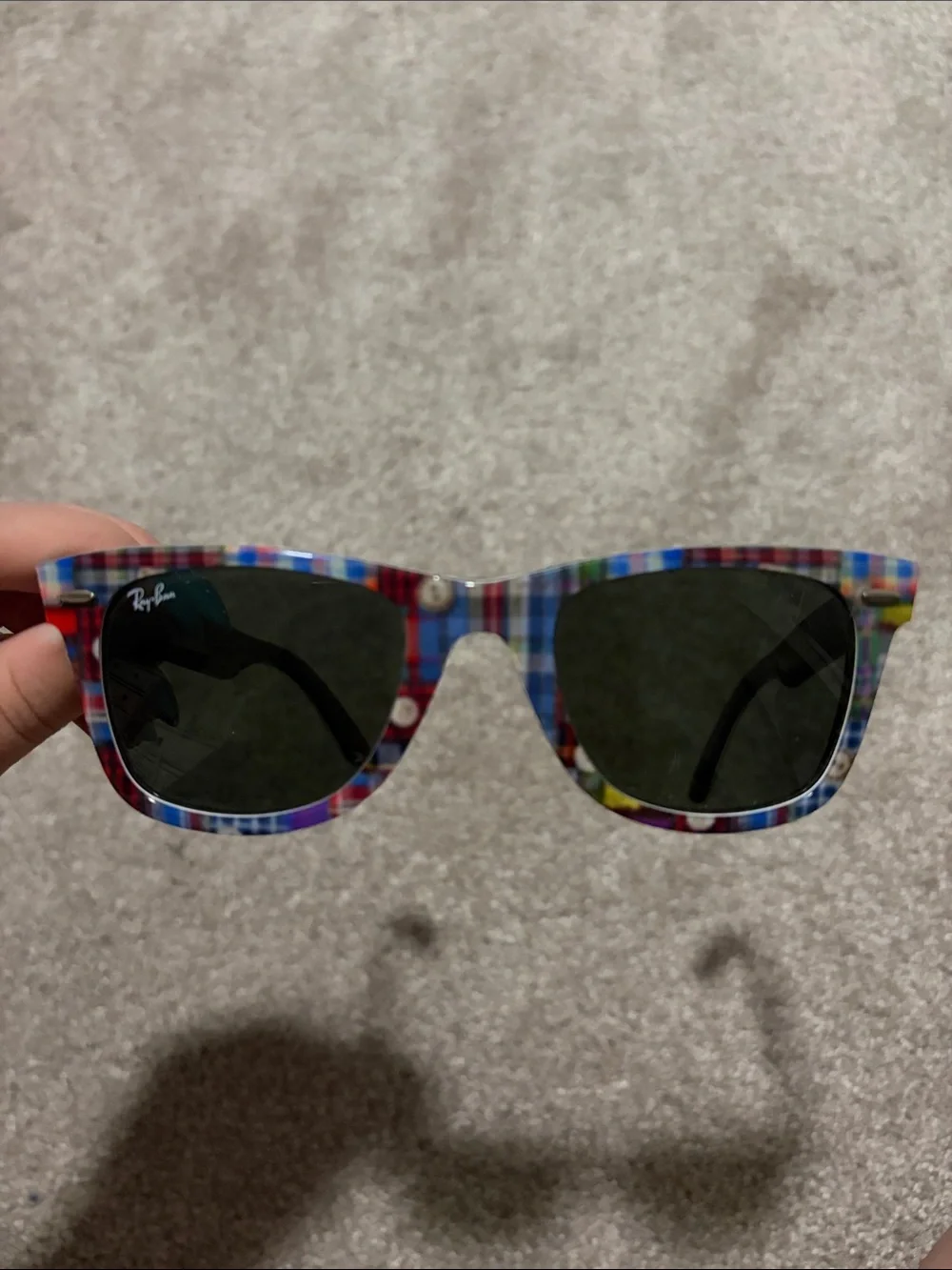 Ray-Ban Multicolor Plaid Frame Sunglasses with Dark Lenses